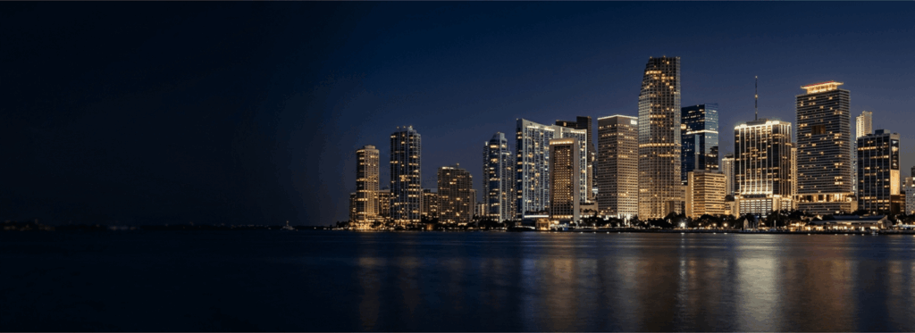 Miami skyline at night representing South Florida SEO experts helping local businesses grow online